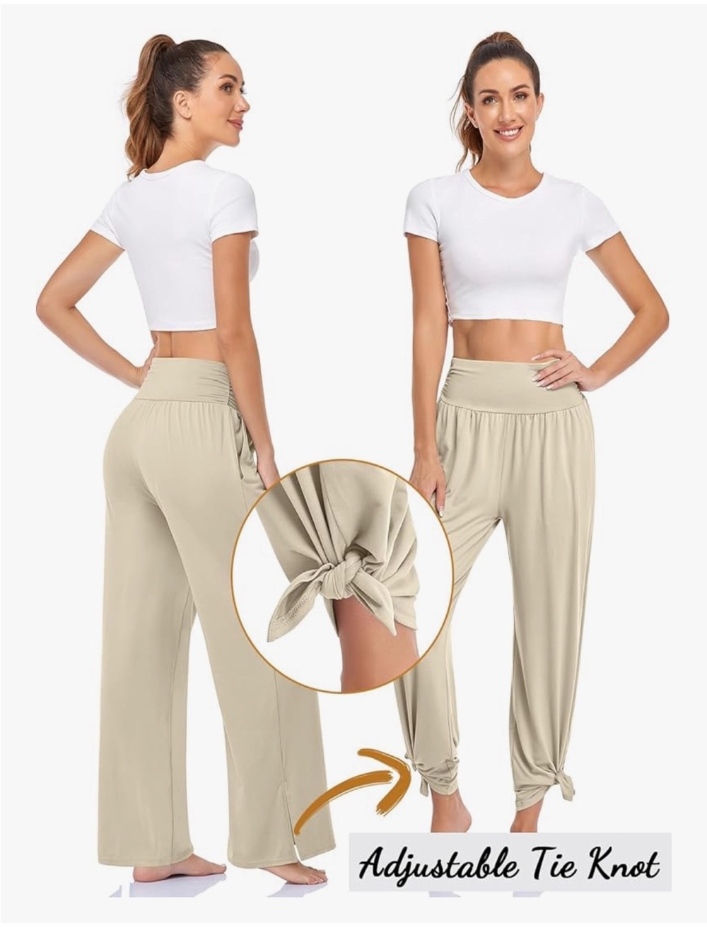 UEU Wide-Leg Comfort Pants in Beige, sz XL